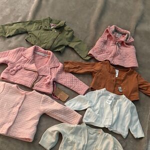 H&M Pink Quilted Girls Jacket and Assorted Kids Cardigans Set